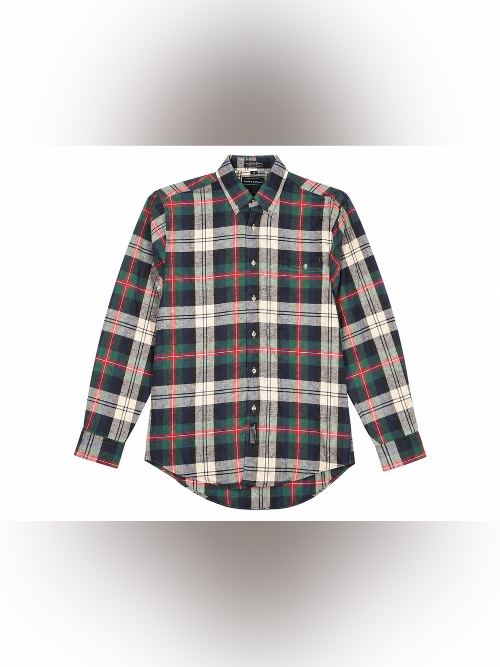 Vintage Preswick & Moore Green, White and Red Plaid Flannel Button-Down Shirt